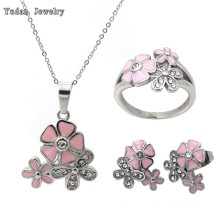 Woman Jewelry Stainless Steel Cherry Blossom Wedding Jewelry Sets